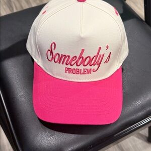 Pink and White Somebody's Problem Cap